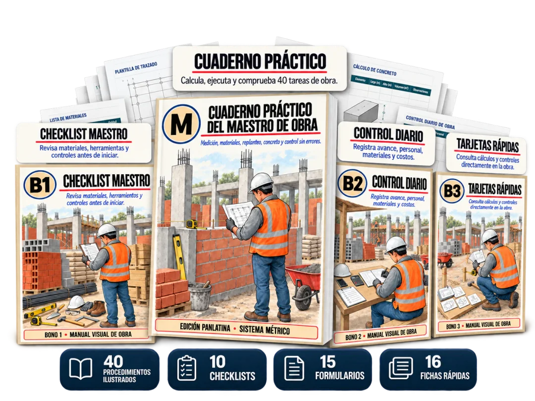 Cuaderno práctico y tres bonos, cada uno con su explicación: 40 procedimientos ilustrados, 10 checklists, 15 formularios y 16 fichas rápidas