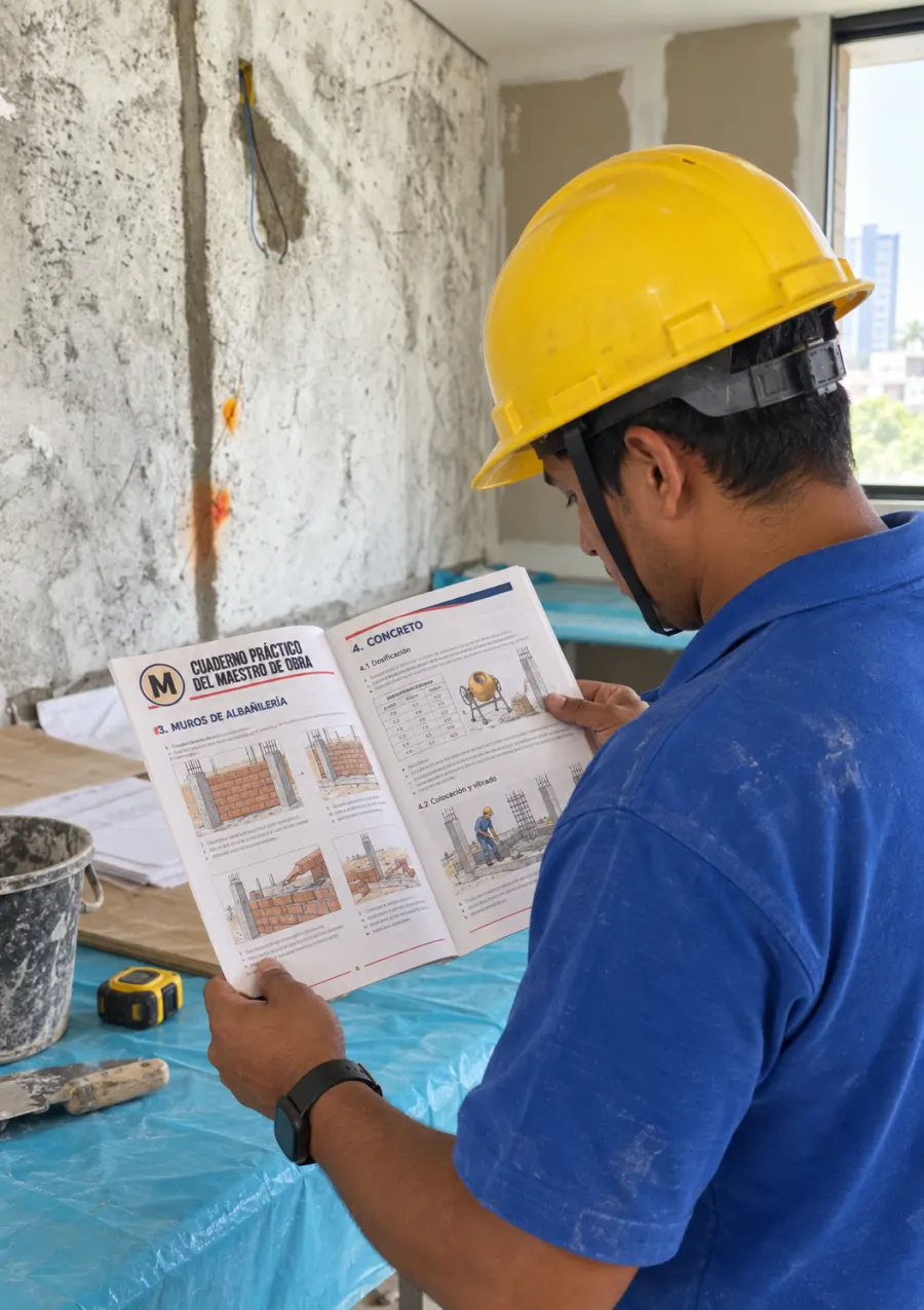Profesional revisando el cuaderno impreso durante el acabado interior